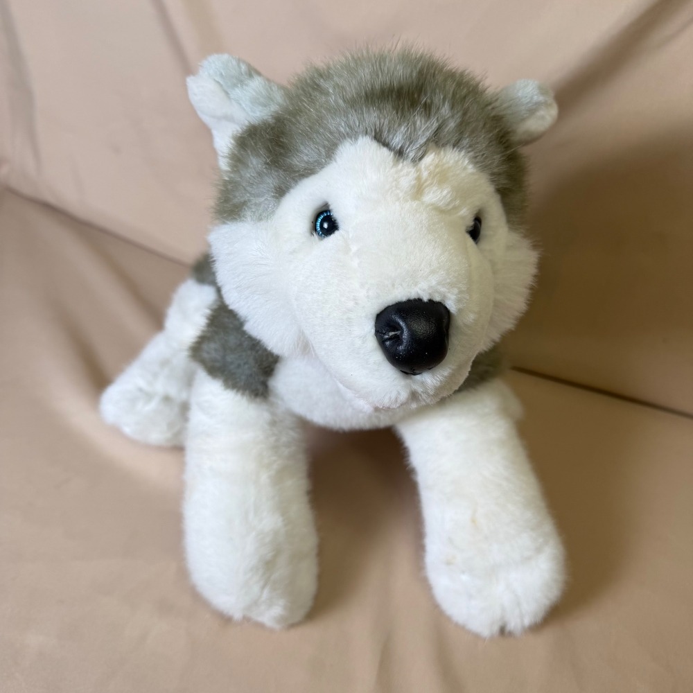 Retired Build-A-Bear Workshop Siberian Husky Plush Grey White Dog with Collar